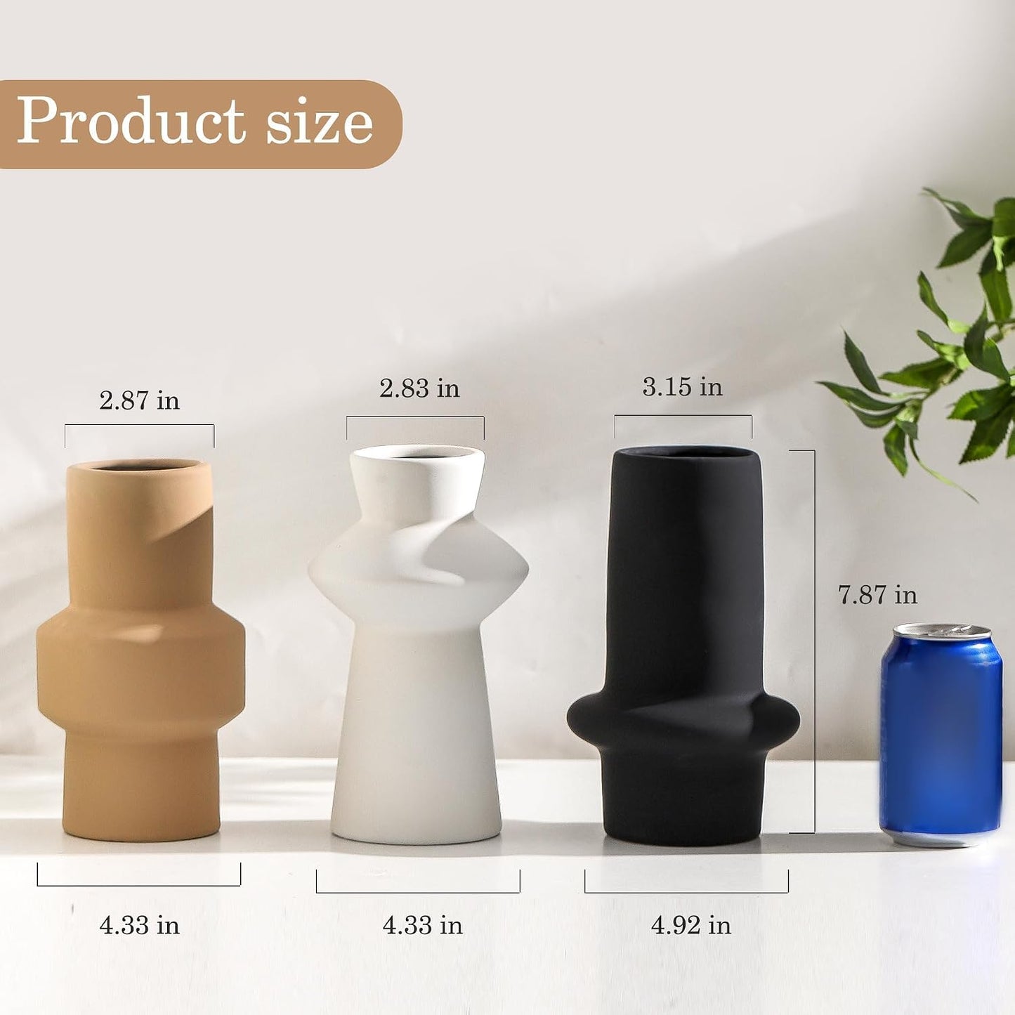 Bud Vase - Flower Vase Set - Decorative Vases - Ceramic Small Vase Set of 3 for Centerpieces - Ice Creak for Decor - Modern Decoration Vases for Home Farmhouse Table Office, Mini Vase by Lyeec