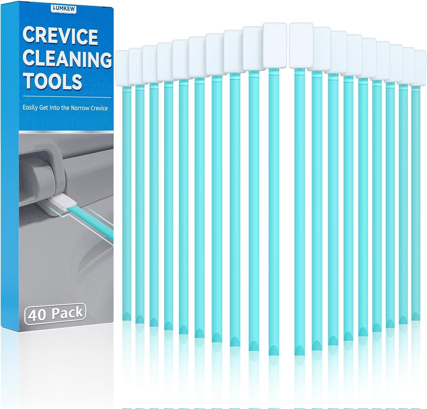 Lumkew 40pcs Crevice Cleaning Brush Tool, Disposable Toilet Brush for Toilet Seat Gaps, Crack and Crevice Cleaner Tools, Blue