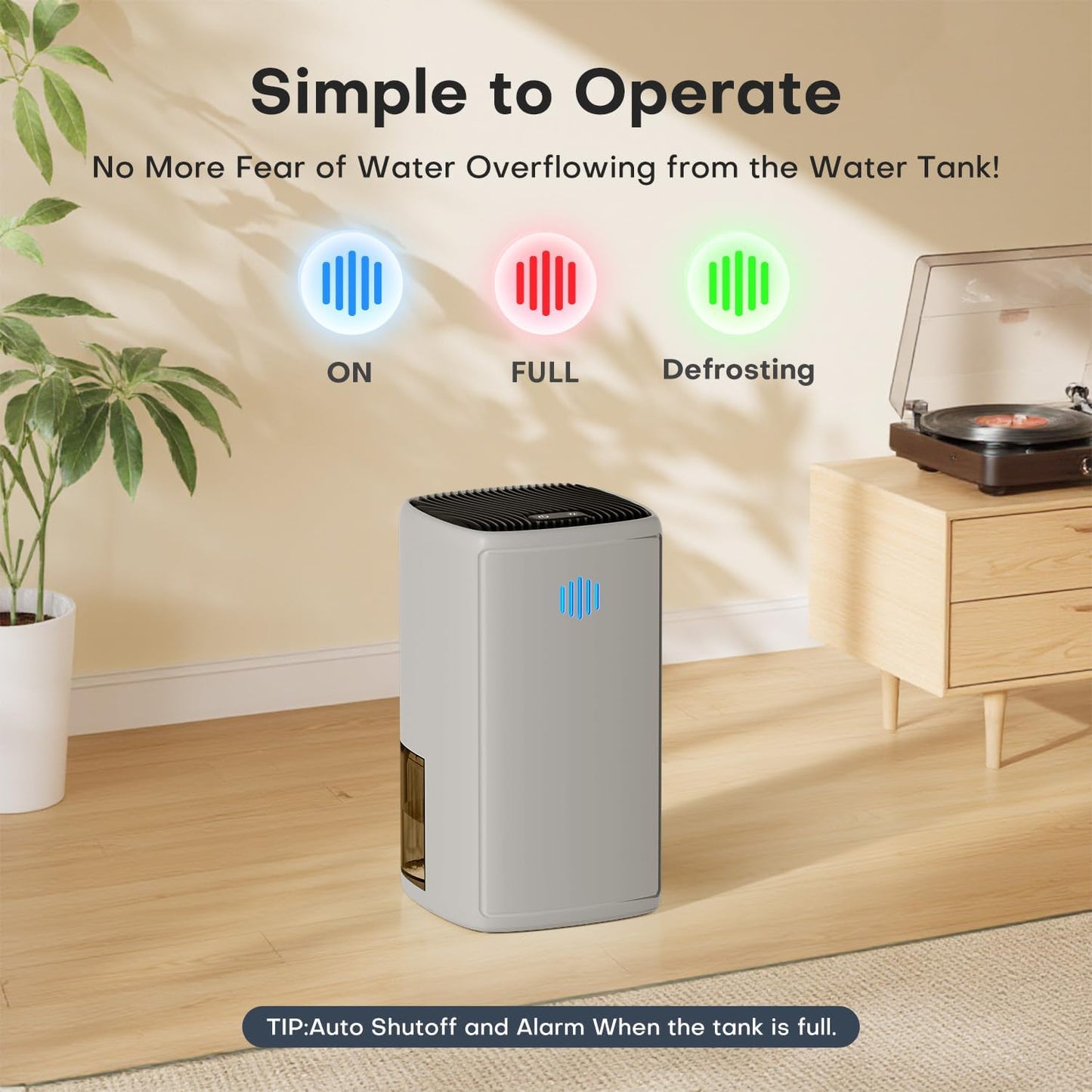 Dehumidifier,TABYIK 38OZ,Small,Quiet, Energy-Saving Dehumidifier with Auto Shut Off, for Bathrooms, Closets, and RVs