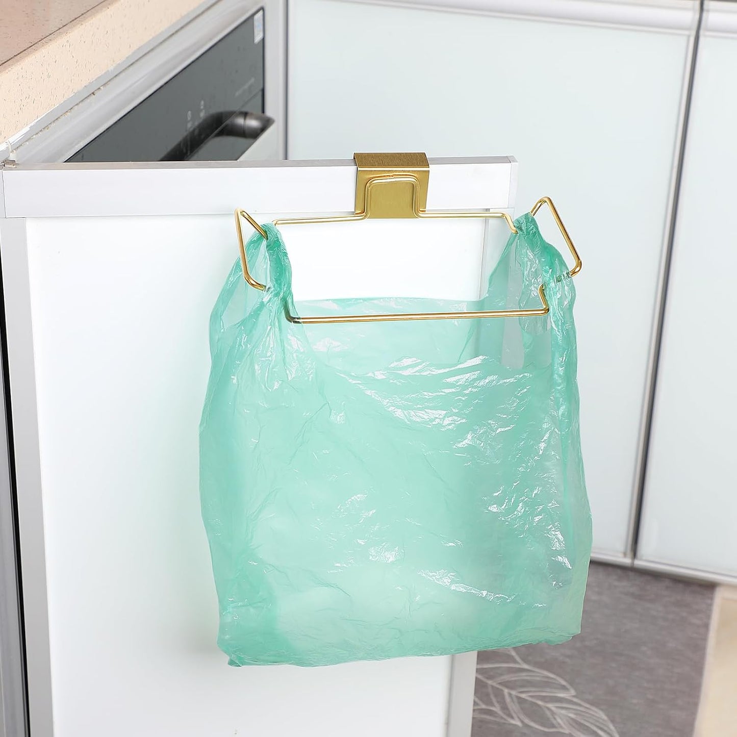 Large Stainless Steel Trash Bag Holder for Kitchen Cabinets Doors and Cupboards, Black
