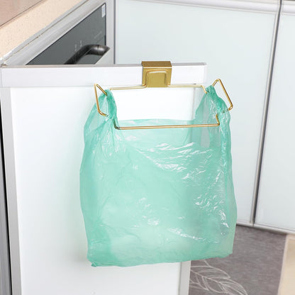 Large Stainless Steel Trash Bag Holder for Kitchen Cabinets Doors and Cupboards, Black