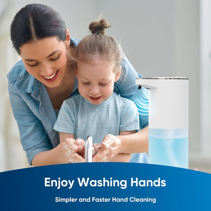 Automatic Soap Dispenser Touchless – 400ml Foaming Hand Soap Dispenser for Bathroom & Kitchen, Wall Mount or Countertop, 4 Adjustable Foam Levels, Rechargeable, IPX5 Waterproof