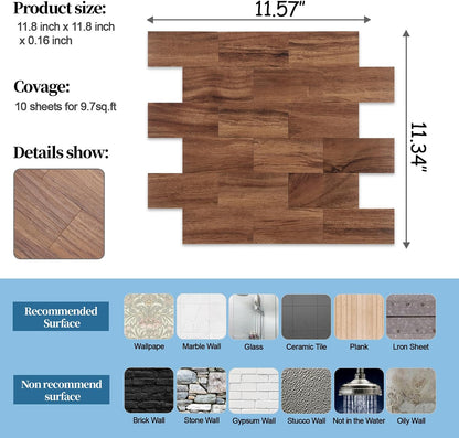 2026 New Upgrade Peel and Stick Backsplash Tile, Peel and Stick 11.34" X 11.57" Wall Tile for Kitchen, Bathroom, Fireplace, Laundry (Beige Ecru, 10 Packs)