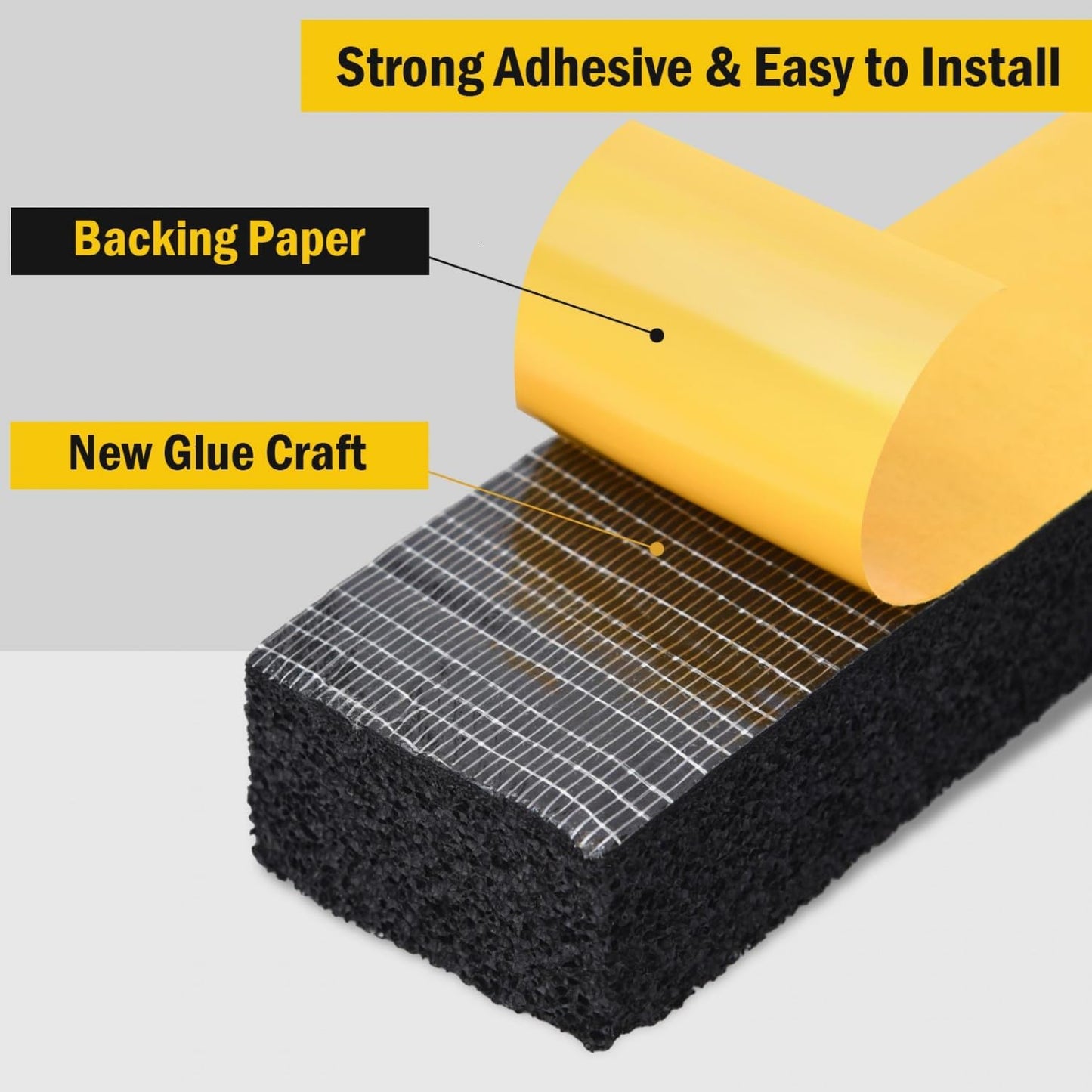 YoleShy Window Air Conditioner Foam Tape 2 Pcs 2 Inch Wide x 1 Inch Thick Weather Stripping Door Seal Strip for Insulation, Weatherstrip, Gap Blocker, Total 13 Feet Long(6.5ft x 2 Rolls), Black