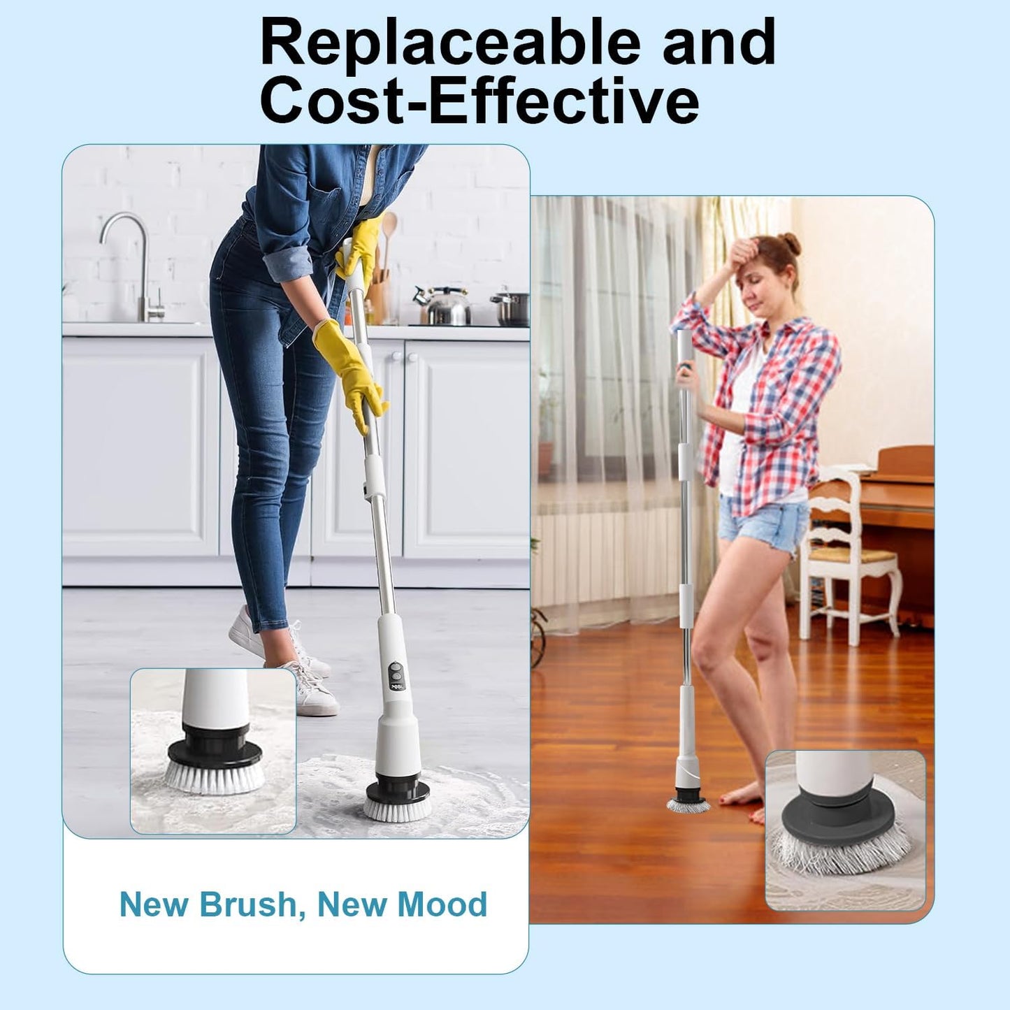Electric Spin Scrubber Replaceable Brush Heads Set, 4 Pack Cordless Spin Scrubber Brush Heads for Household Cleaning Brushes/Bathroom/Floor/Tile/Car