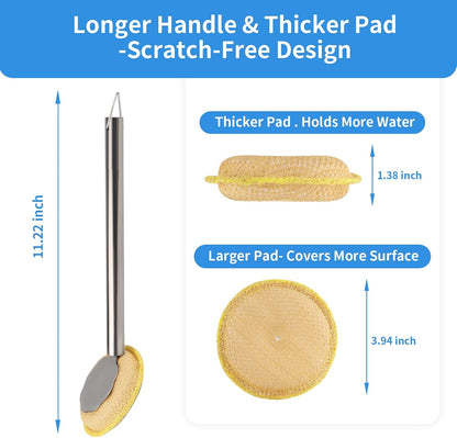 Kitchen Scrub Brush with Handle, Non-Scratch Extra Strong Cleaning Brush for Wok, Cast Iron, Pans, Oven Racks, Air Fryer - Strong Model