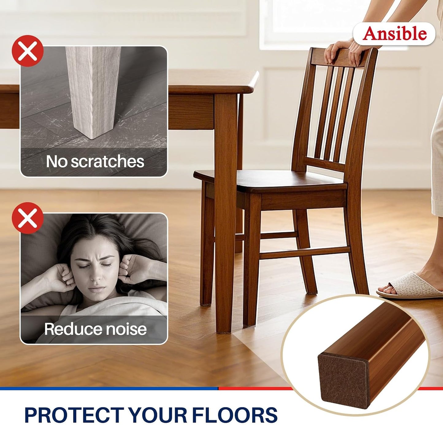 Ansible 60 PCS Felt Furniture Pads 1", Felt Pads for Chair Leg Floor Protectors for Hardwood Floors Round (Beige)