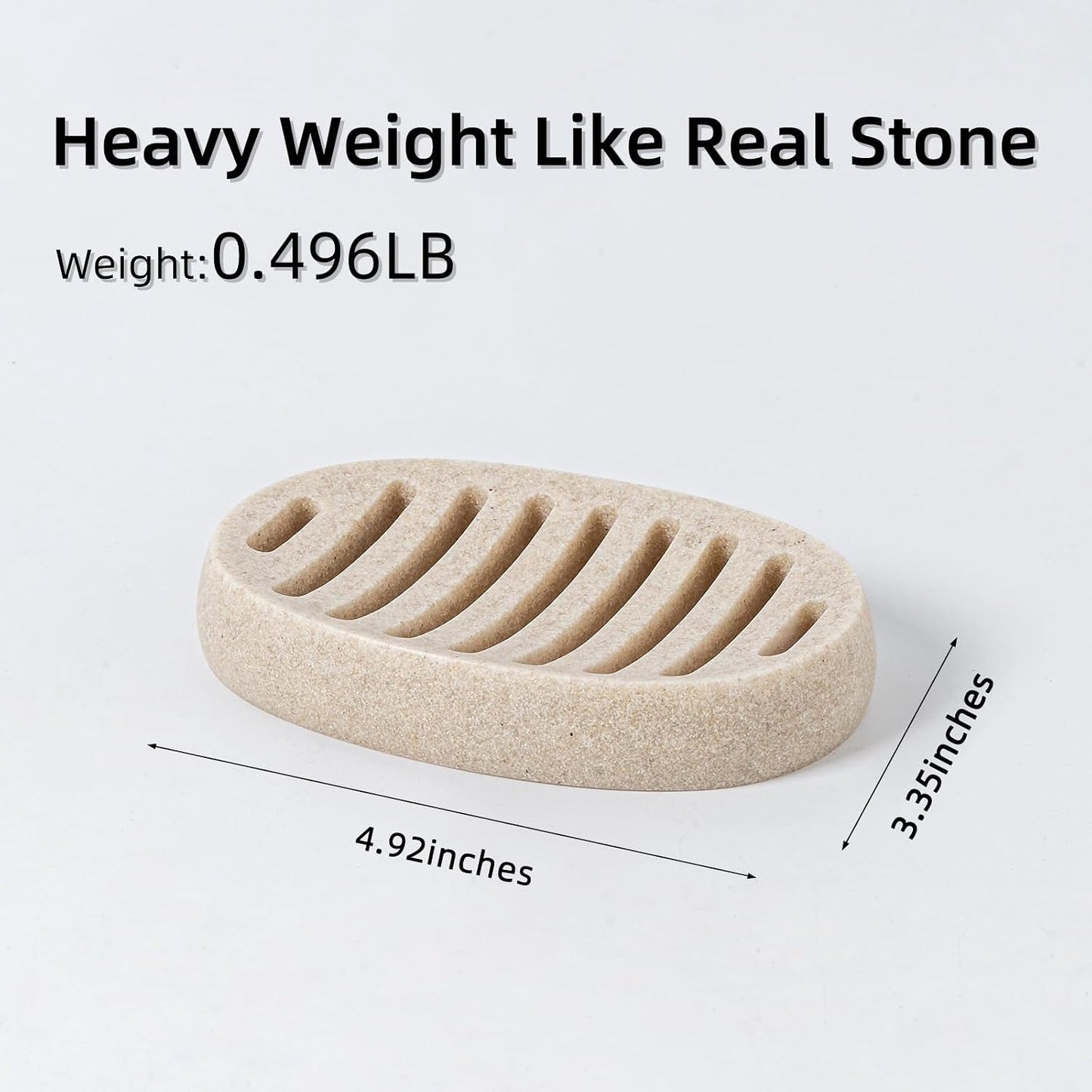 Soap Dish, Bar Soap Holder, Travertine Stone Look, Off White | Self Draining,Sponge Holders Tray for Shower,for Dispenser,Scrubber,Bottle,Cup on Bathroom Kitchen Bathtub Sink or Counter