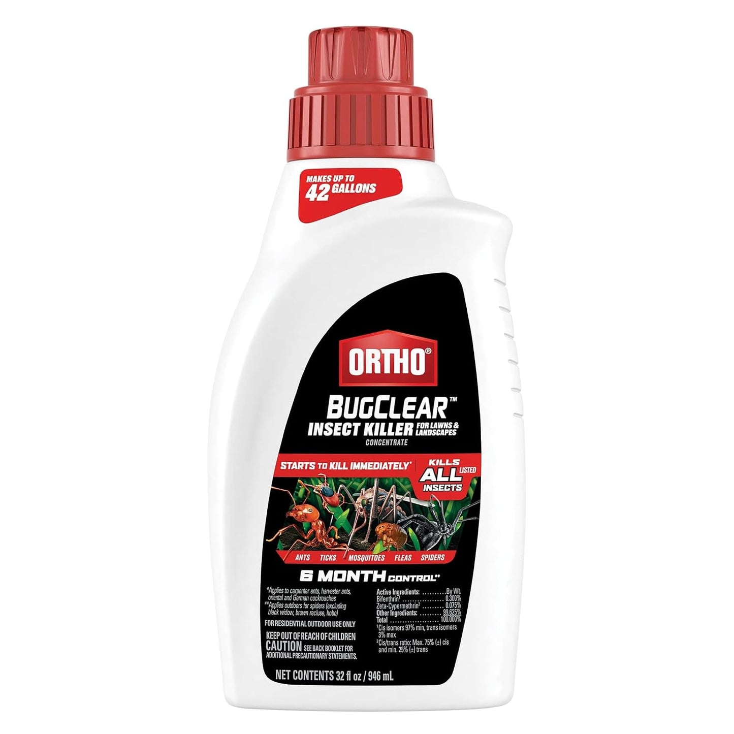 Ortho BugClear Insect Killer for Lawns & Landscapes Ready to Spray - Hose-End Applicator, Outdoor Bug Spray, Kills Mosquitoes, Ants, Spiders, and More, 32 fl. oz.