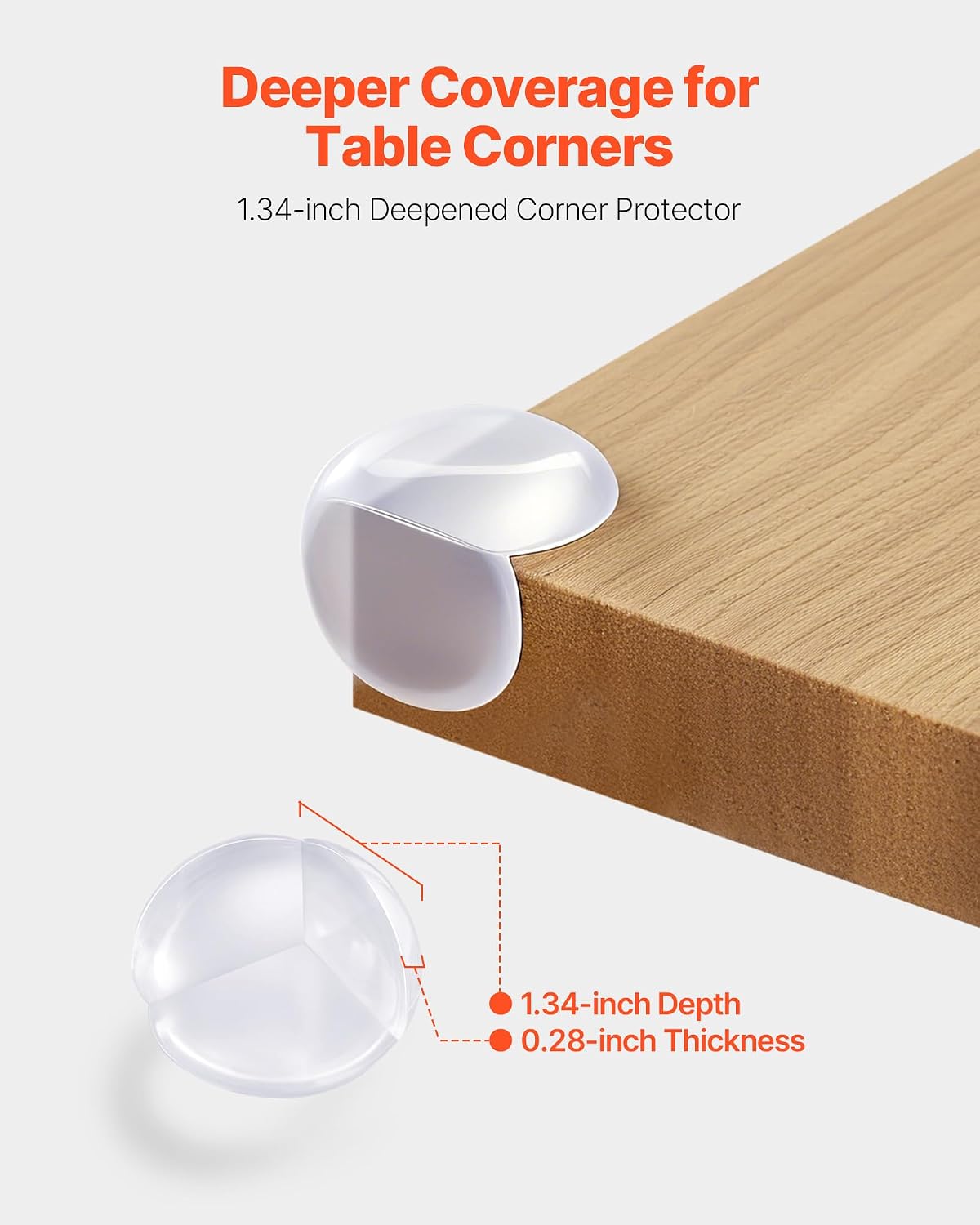 VEVOR Corner Protectors Baby Proofing, 24 Pack, Clear & Transparent Table Corner Guards Covers for Baby Safety, 1.34-inch Depth, 0.28-inch Thickness, Strong Adhesive, Cushion for Furniture Sharp Edges