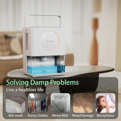 108 OZ (3.2L) Home Dehumidifier, Small Portable Room Dehumidifier for Bedroom Bathroom Basement RV Closet with HEPA Filter/Ambient Lights/Timer/Auto Off/Defrosting Function, White