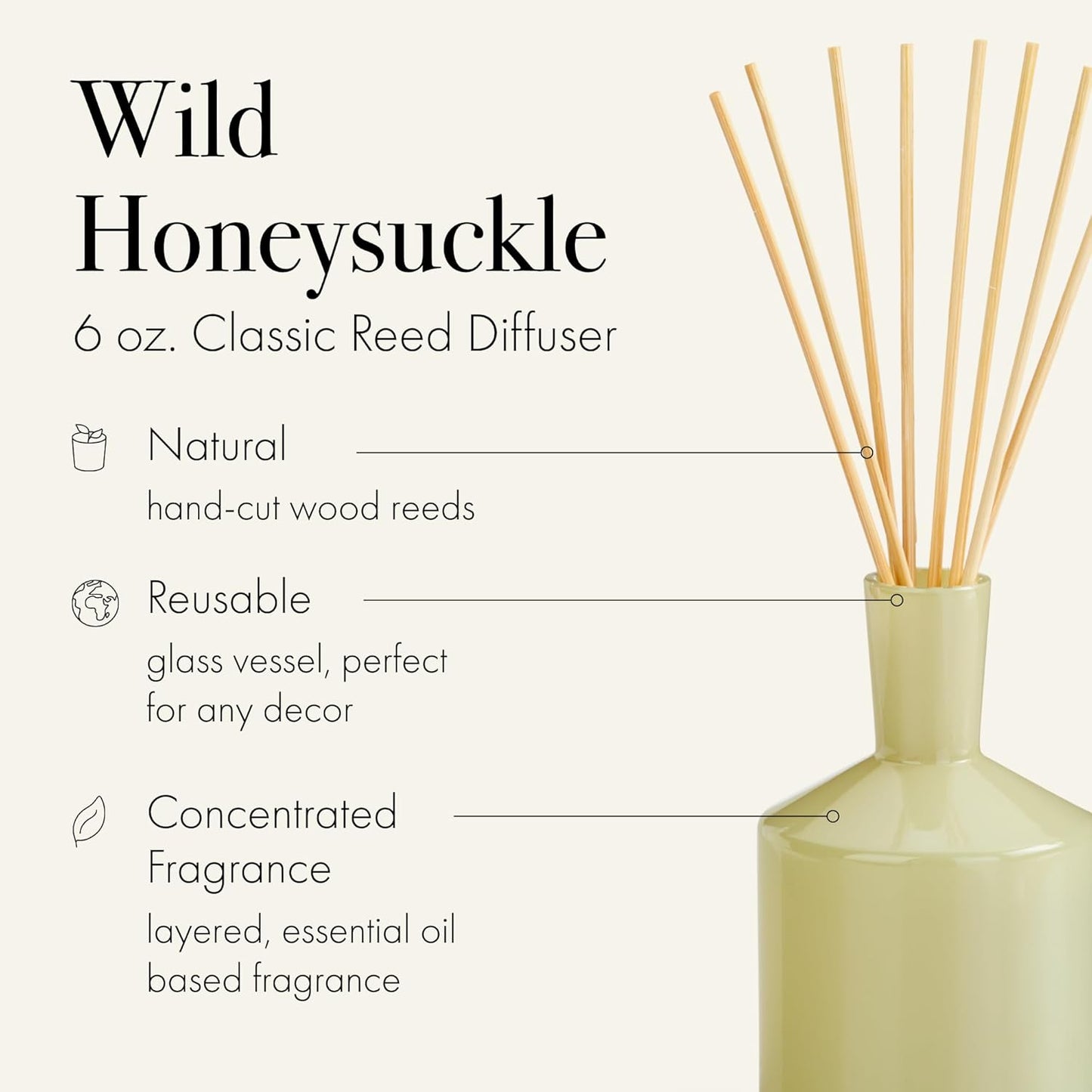 LAFCO New York Classic Reed Diffuser, Sea & Dune - 6 oz - Up to 3 Months Fragrance Life - Reusable Glass Vessel - Natural Wood Reeds - Made in The USA