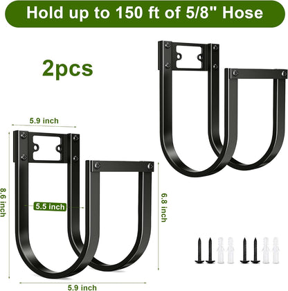 Garden Hose Holder Wall Mount - Heavy Duty Water Hose Holders for Outside, Detachable Garden Hose Hanger Holds 100 Ft, Metal Water Hose Storage for Garden Garage or Yard