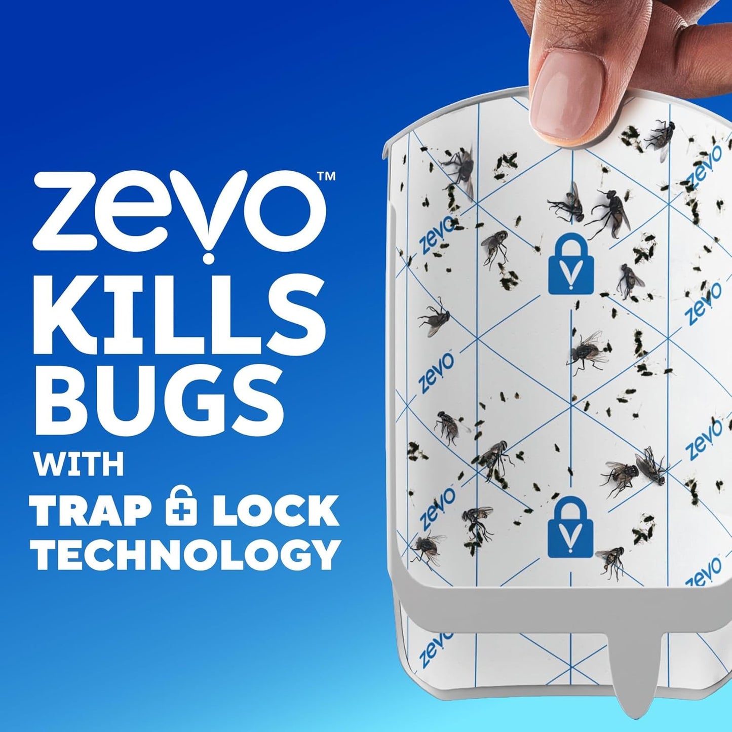 Zevo Flying Insect Trap Official Refill Cartridges - Fits Zevo Trap and MAX Indoor Fly Trap, Trap+Lock Technology Fly Trap Refill for Gnats, House Flies & Fruit Flies (8 Official Refill Cartridges)