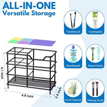Urbanstrive 304 Stainless Steel Bathroom Toothbrush Holder Toothpaste Holder Stand Bathroom Accessories Organizer (Black, Small)