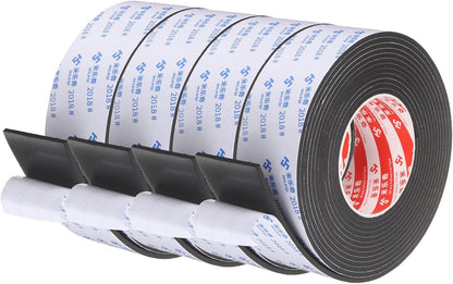 PATIKIL Sponge Rubber Foam Tape, 5/8" W x 1/8" t x 16.4ft l Self-Adhesive Foam Insulation Tape Weather Stripping for Window Door Soundproofing Weatherstrip AC Seal Strip, Black