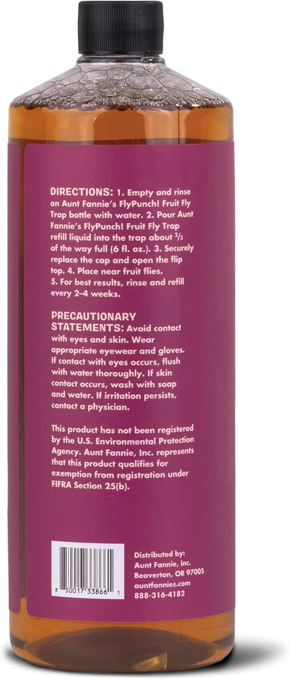 Aunt Fannie's FlyPunch Fruit Fly Trap for Indoor and Kitchen Use, Ready to Use, Made with Plant Based Ingredients, Safe Near Food, Each Bottle Lasts Up to 30 Days, Pack of 1