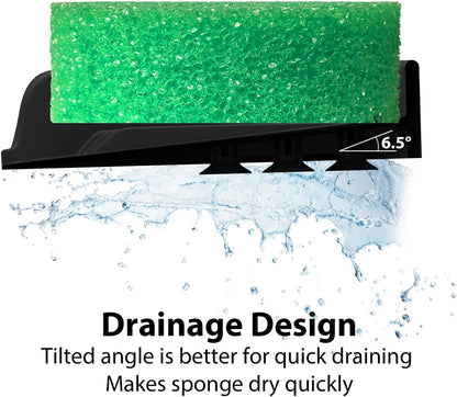 Sponge Holder for Scrub Daddy with Suction Cups and Drain Spout Kitchen Sink Caddy Organizer, Soap Dishes Holder Accessories Rack, Dishwasher Safe - 4.7"x4.7", Green