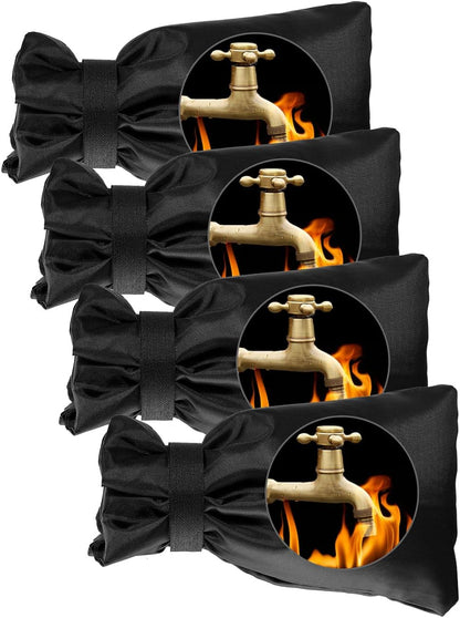 Wohohoho Outdoor Faucet Covers for Winter, 4 Packs Pro 10" H x 7" W Black Outside Faucet Cover Freeze Protection, Reusable Waterproof Insulated Spigot Cover, Thickened Garden Faucet Socks Hose Bibs
