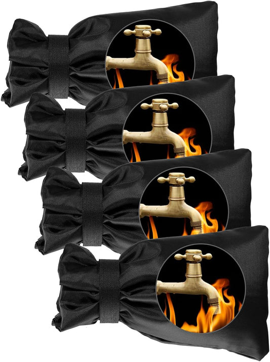 Wohohoho Outdoor Faucet Covers for Winter, 4 Packs Pro 10" H x 7" W Black Outside Faucet Cover Freeze Protection, Reusable Waterproof Insulated Spigot Cover, Thickened Garden Faucet Socks Hose Bibs