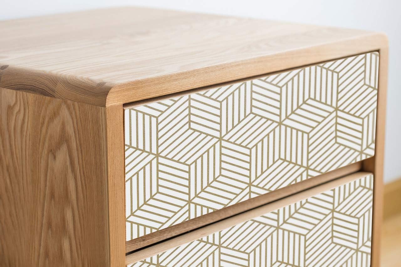 MelunMer Geometric Peel and Stick Wallpaper Gold 118In L 17.7In W Self Adhesive Removable Wallpaper for Bedroom/Bathroom Waterproof Modern Contact Paper for Cabinets Gold Contact Paper Shelf Liner