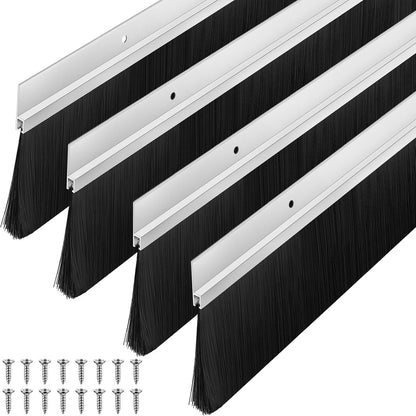 Frienda 2 Set Door Brush Bottom Sweep Brush Weather Stripping Aluminum Door Seal with Screws for Gaps up to 1 Inch, for Home, Commercial Gate, Fill Gaps Dust, Debris (1 x 36 Inch,Gray)