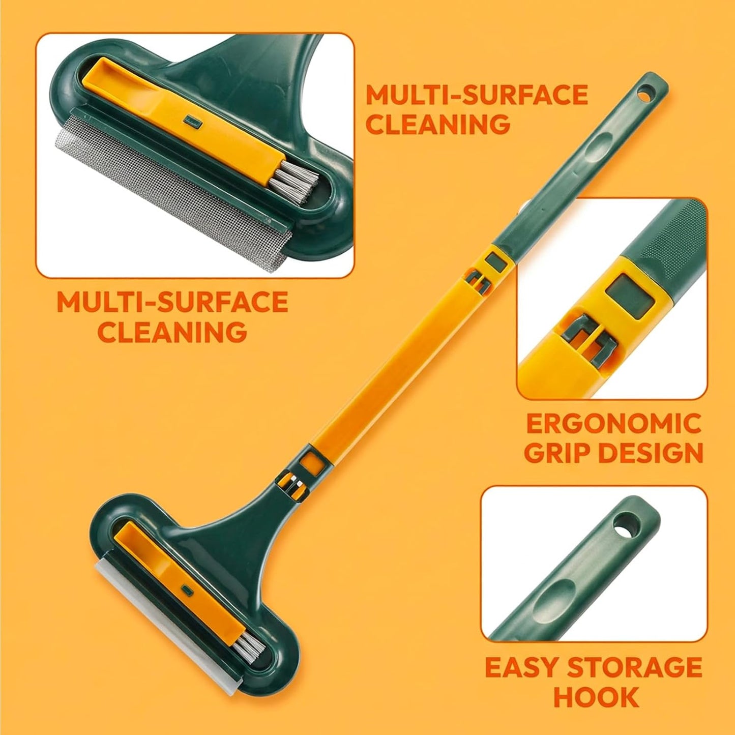 Window Screen Cleaning Brush, 3-in-1 Non-Removable Screen Cleaner Tool, Multi-Surface Cleaning Brush for High-Reach Windows, Car Interiors, and Tight Corners, Lightweight Household Cleaning Solution