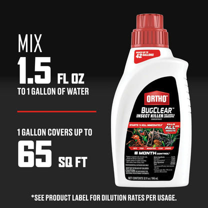 Ortho BugClear Insect Killer for Lawns & Landscapes Ready to Spray - Hose-End Applicator, Outdoor Bug Spray, Kills Mosquitoes, Ants, Spiders, and More, 32 fl. oz.
