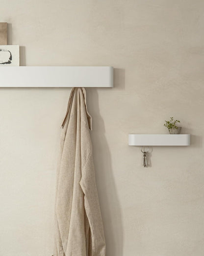 Kazai. Key Holder for Wall 'Tone' | Minimalist Key Hooks Design from Berlin | Modern Key Hanger with Metal Shelf | Key Hook Wall Mounted as Hallway Furniture | Sand Taupe