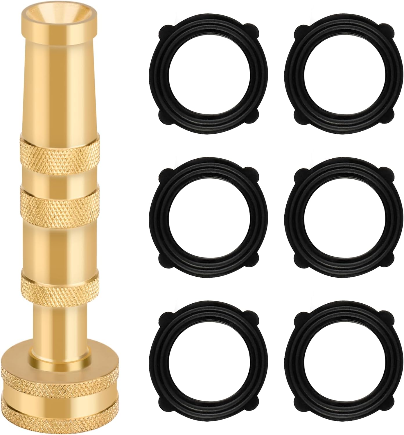 Twinkle Star Heavy-Duty Brass Adjustable Twist Hose Nozzle, 2 Pcs | 3/4” GHT Brass Garden Hose Nozzle, Adjustable Water Flow