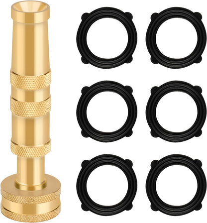 Twinkle Star Heavy-Duty Brass Adjustable Twist Hose Nozzle, 2 Pcs | 3/4” GHT Brass Garden Hose Nozzle, Adjustable Water Flow