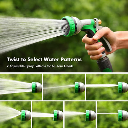 RESTMO Garden Hose Nozzle Heavy Duty, Leak-proof Water Hose Sprayer | 7 Adjustable Spray Patterns, Durable Metal, Flow Control, Ideal for Plants & Lawns Watering, Cars & Pets Washing, Green