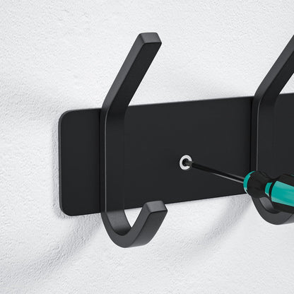 VAEHOLD Black Hat and Coat Wall Mount Rack - 3 Hooks for Robes, Bags, Keys, and Towels - Bathroom Towel Hanger Organizer (1 Pack)