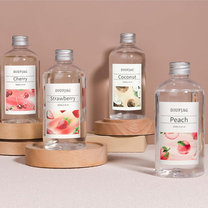 100ml Scent Diffuser with 6 Fiber Sticks, 3.5 oz Reed Diffuser Set Aromatherapy Fragrance Diffusers Air Fresheners for Home Bedroom Bathroom (Coconut)