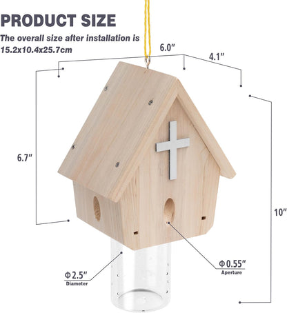 Carpenter Bee Trap for Outside - Church Style Nature Hanging Wood Carpenter Bee Traps Outdoor - Insect Traps with Removable Vault(1 Pack)