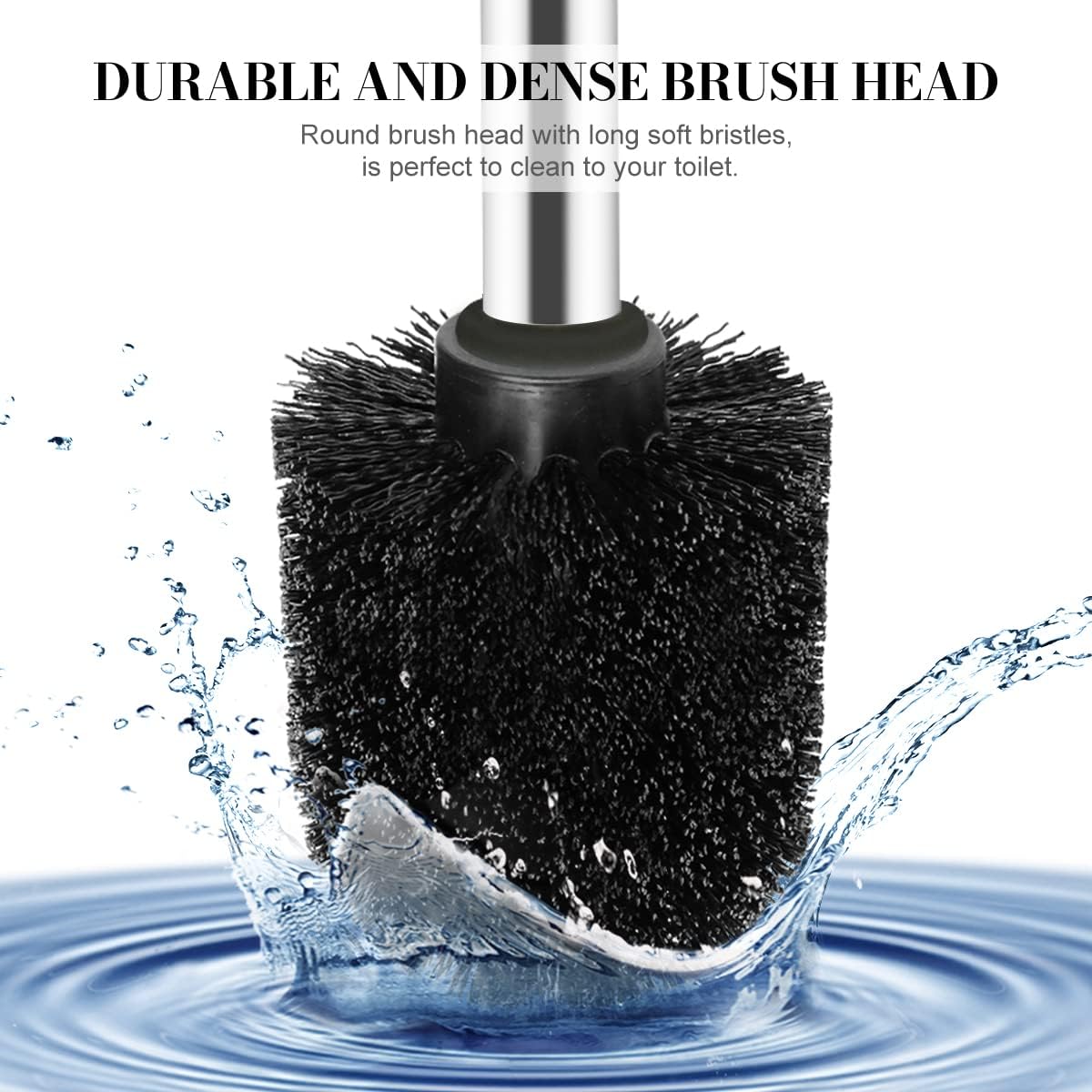 Toilet Brush and Holder, 2 Pack Toilet Brush with 304 Stainless Steel Long Handle, Toilet Bowl Brush for Bathroom Toilet-Ergonomic, Elegant,Durable (White)