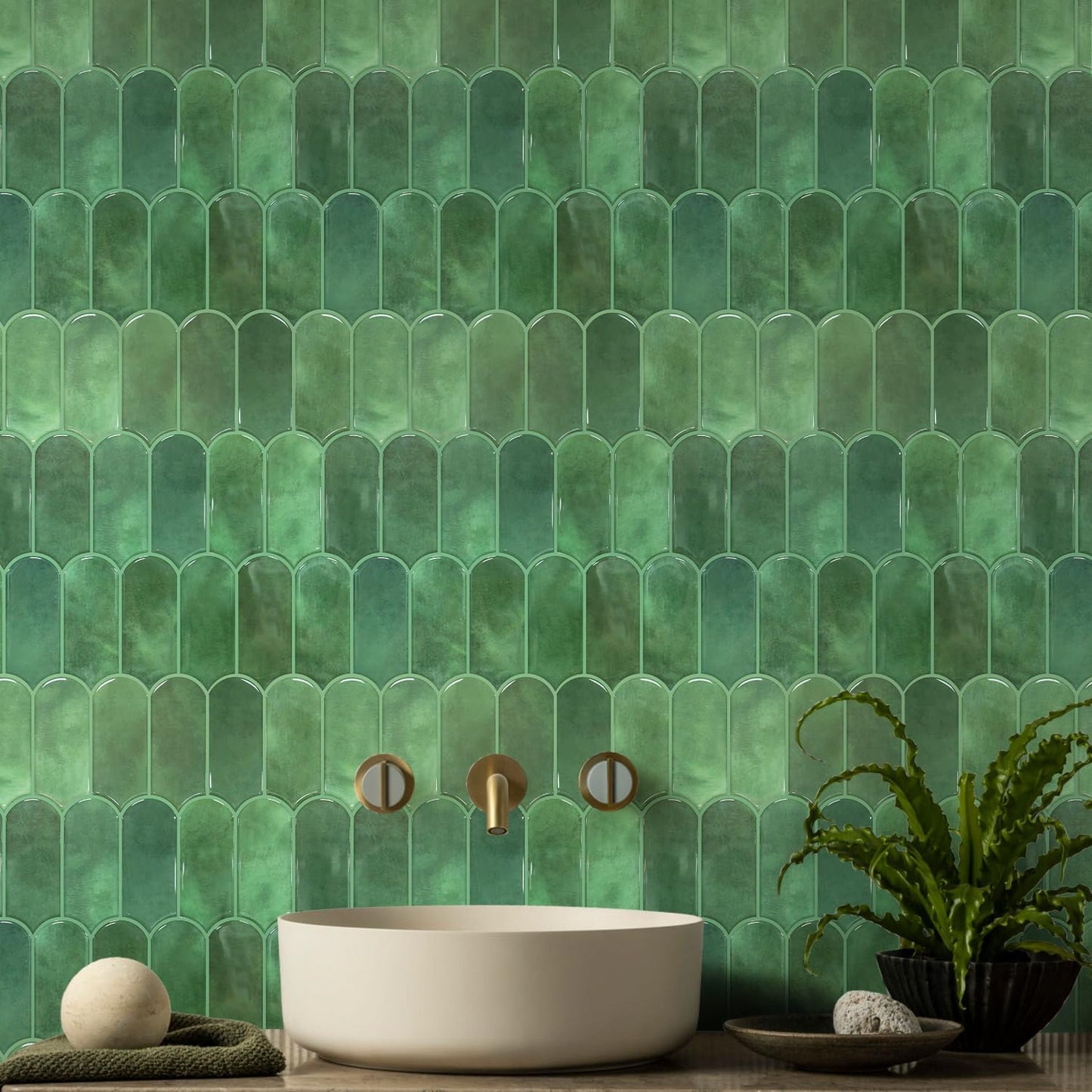 Vamos Tile Upgraded Thicker Design Peel and Stick Backsplash Tile, Self Adhesive Vinyl Wall Tiles, Stick on Backsplash for Kitchen, Bathroom, RV,Pantry,10-Sheet Grayish Blue Marble with White Grout
