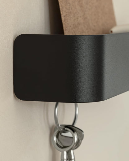 Kazai. Key Holder for Wall 'Tone' | Minimalist Key Hooks Design from Berlin | Modern Key Hanger with Metal Shelf | Key Hook Wall Mounted as Hallway Furniture | Sand Taupe
