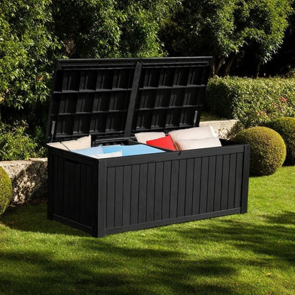 YITAHOME 31 Gallon Outdoor Storage Deck Box | Waterproof Resin Package Delivery and Storage Box with Lockable Lid for Patio Furniture Cushions, Pool Accessories, Garden