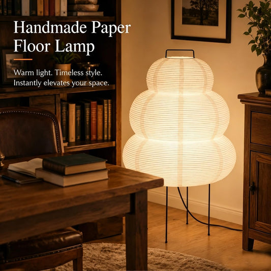 Noguchi Floor Lamps for Living Room Lantern Lighting Japanese Standing Light E27 Dimming 3 Color Temperatures Rice Paper Floor Lamp for Bedroom Desk White (Included Bulb)