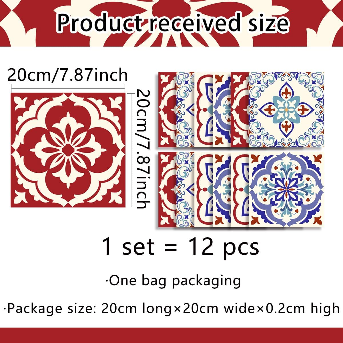 10-Pack Peel and Stick Backsplash Tiles, 7.87”x7.87” Waterproof Vinyl Self-Adhesive Wall Tiles, Easy DIY No-Grout Wall Covering for Kitchen, Bathroom, Apartment & RV