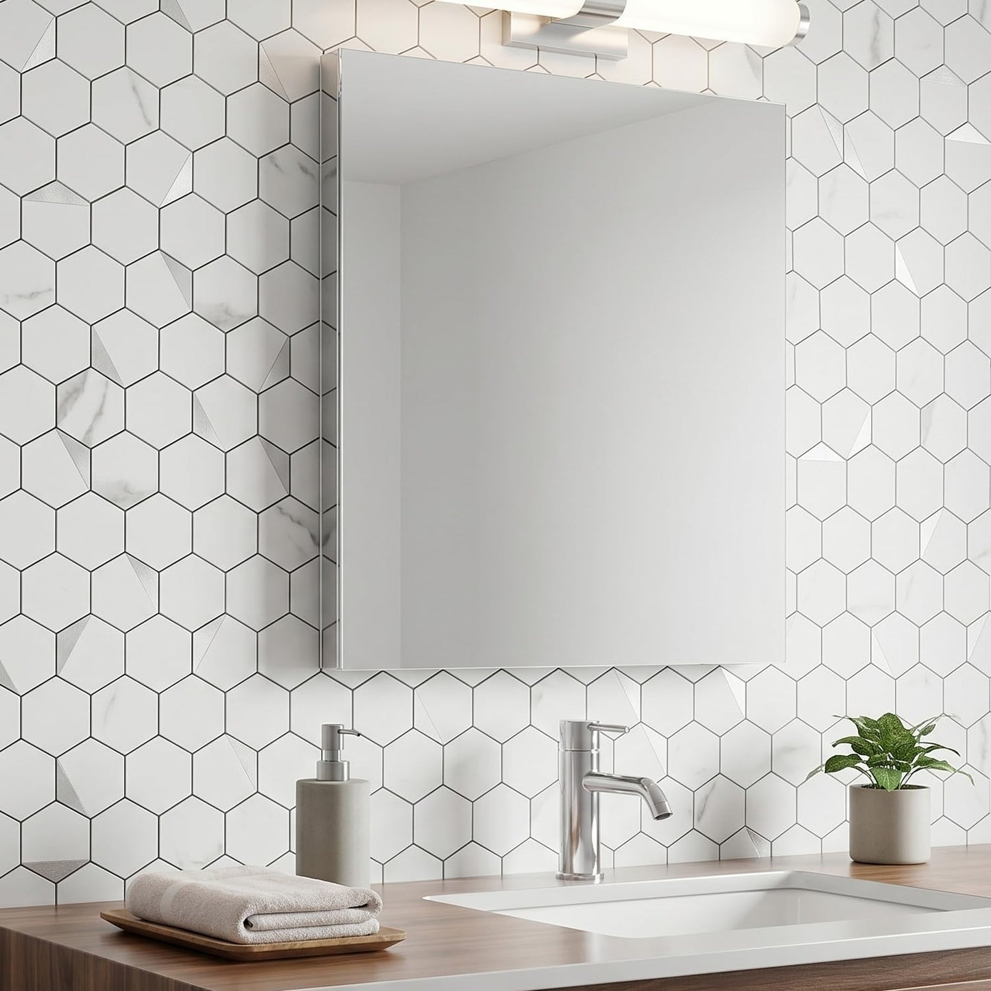 10-Sheet Heavy-Duty Hexagon Peel and Stick Backsplash, Thick Waterproof &Heat Resistant Stick on Wall Tiles, Slate Beige Mosaic for Kitchen & Bathroom, Strong Adhesive Permanent PVC Tiles