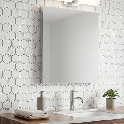 10-Sheet Heavy-Duty Hexagon Peel and Stick Backsplash, Thick Waterproof &Heat Resistant Stick on Wall Tiles, Slate Beige Mosaic for Kitchen & Bathroom, Strong Adhesive Permanent PVC Tiles