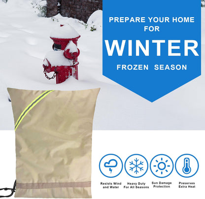 Outdoor Faucet Covers for Winter Freeze Protection, 16” x 20" Backflow Preventer Insulation Cover, Waterproof Pipe Insulation Cover for Snow, Sun Exposure - Beige