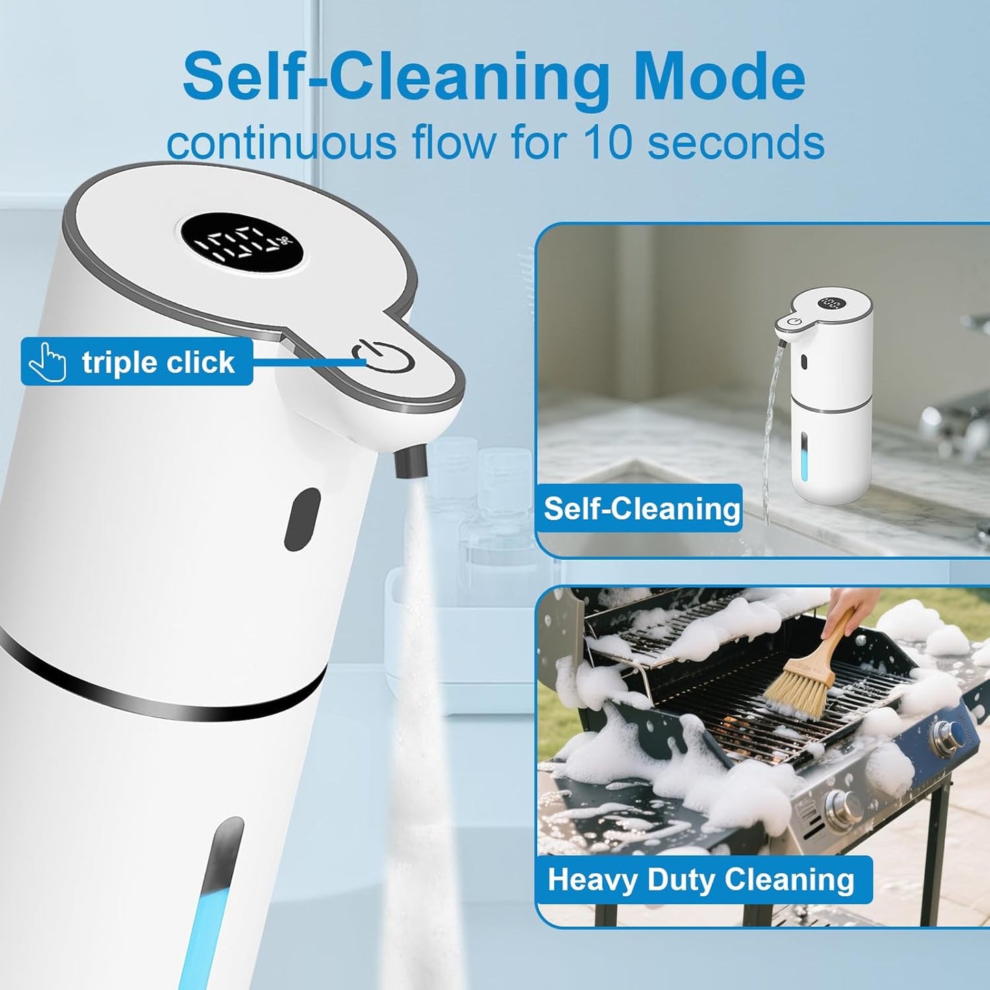 OHIFAST Automatic Foaming Soap Dispenser Touchless, USB Rechargeable Smart Hand Soap Dispenser, 6-Level Adjustable, 12.8oz/380mL Wall Mounted for Bathroom Kitchen Dish Soap-White