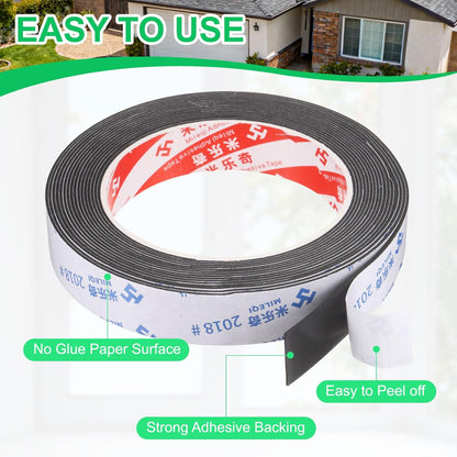 PATIKIL Sponge Rubber Foam Tape, 5/8" W x 1/8" t x 16.4ft l Self-Adhesive Foam Insulation Tape Weather Stripping for Window Door Soundproofing Weatherstrip AC Seal Strip, Black