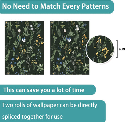 Removable Peel and Stick Wallpaper Boho 17.5 x 118 in Floral for Bedroom Bathroom Easy Peel Off Stick on Wallpaper Contact Paper Renter Friendly Wall Paper