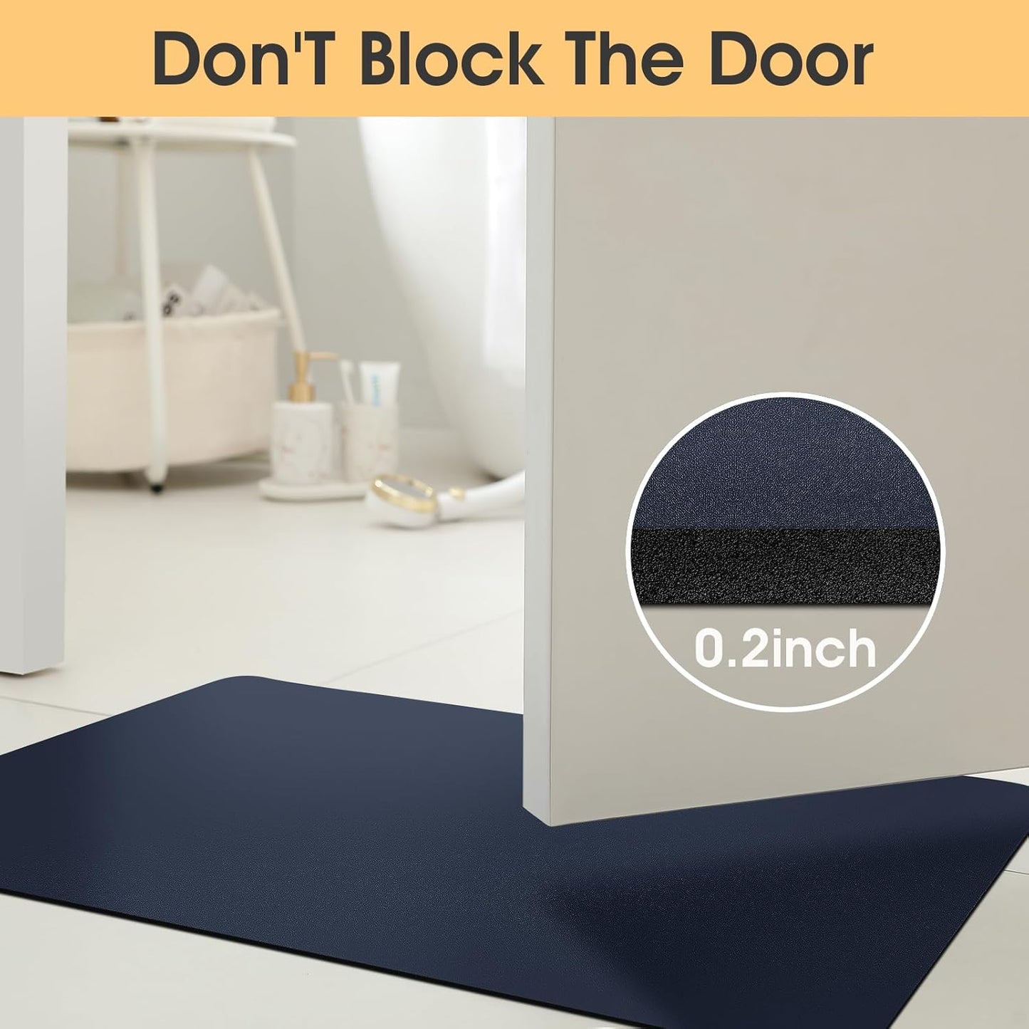 ACCUMTEK Non Slip Bath Mat, Thin Bathroom Rugs Fit Under Door, Quick Dry Bath Mats, Machine Washable Bath Rugs for Bathroom, Bathtub & Kitchen, Grey/Bordered/24 x17