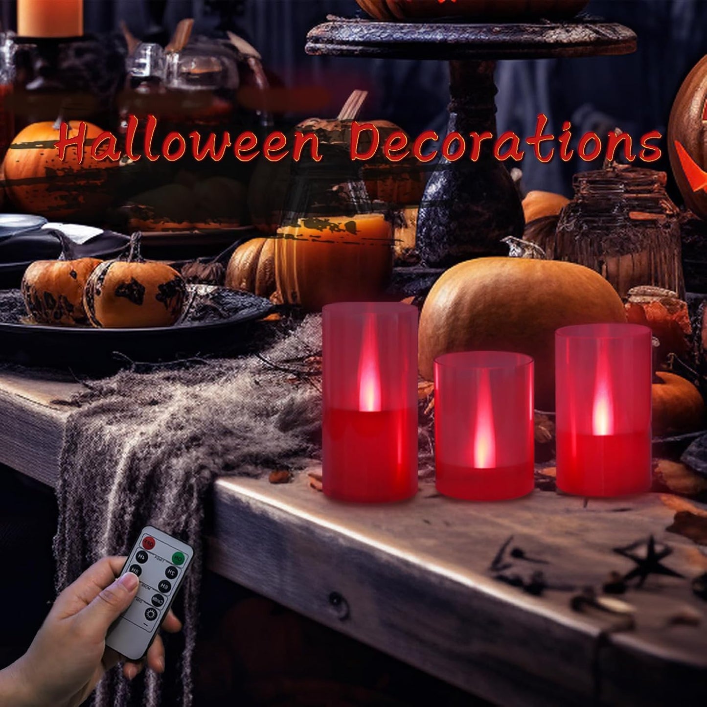 LANKER Flameless Candles with Remote Control and Timer, Battery Operated LED Pillar Candles, Romantic Light, Set of 3 (Warm White)