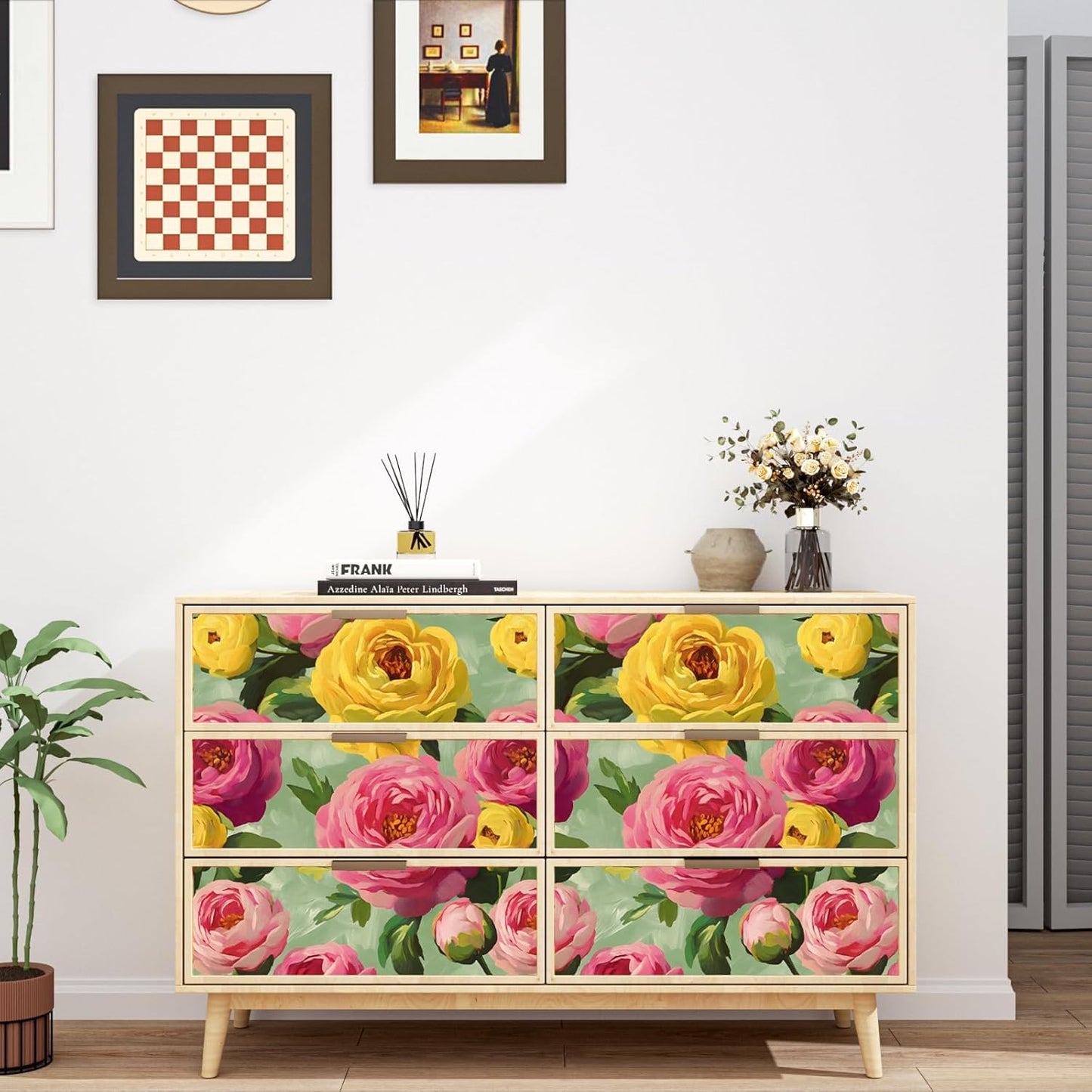 BOKEBEVE Watercolour Floral Peel and Stick Wallpaper Boho Vibrant Contact Paper Renter Friendly Wall Paper for Countertop Cabinet Wall Shelf Liner Removable Blue Colorful 17.5 x 118In